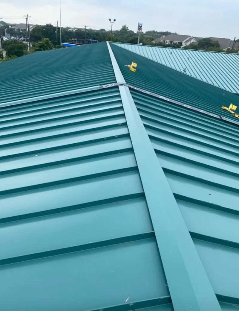 Green commercial metal roof ridge and valley for Metal Roof Repair in Southeast Arcadia